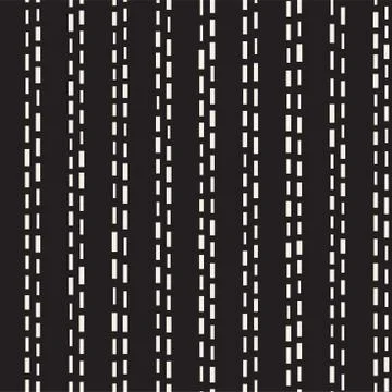 Black and White Irregular Dashed Lines Pattern. Modern Abstract Vector Seamle イラスト素材
