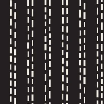 Black and White Irregular Dashed Lines Pattern. Modern Abstract Vector Seamle イラスト素材