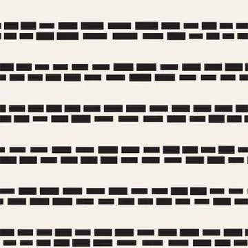 Black and White Irregular Dashed Lines Pattern. Modern Abstract Vector Seamle Stock Illustration