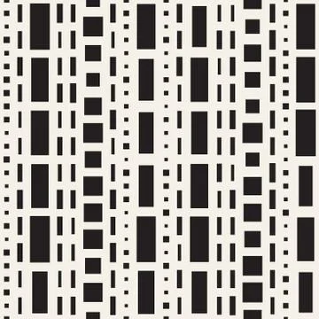 Black and White Irregular Dashed Lines Pattern. Modern Abstract Vector Seamle 스톡 일러스트