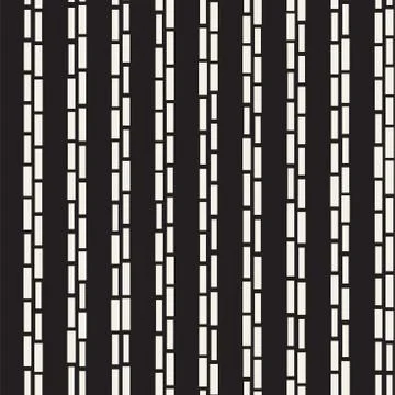 Black and White Irregular Dashed Lines Pattern. Modern Abstract Vector Seamle 스톡 일러스트