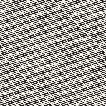 Black and White Irregular Dashed Lines Pattern. Modern Abstract Vector Seamle Stock Illustration