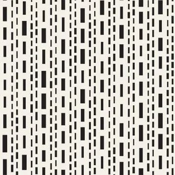Black and White Irregular Dashed Lines Pattern. Modern Abstract Vector Seamle Stock Illustration