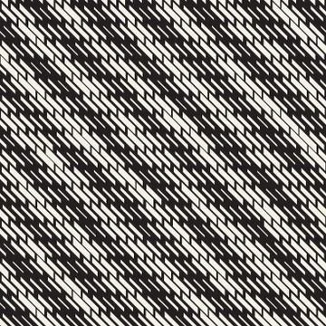 Black and White Irregular Dashed Lines Pattern. Modern Abstract Vector Seamle 스톡 일러스트