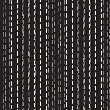 Black and White Irregular Dashed Lines Pattern. Modern Abstract Vector Seamle 스톡 일러스트