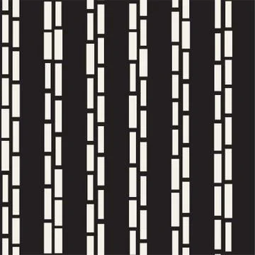Black and White Irregular Dashed Lines Pattern. Modern Abstract Vector Seamle Stock Illustration