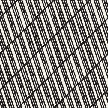 Black and White Irregular Dashed Lines Pattern. Modern Abstract Vector Seamle Stock Illustration