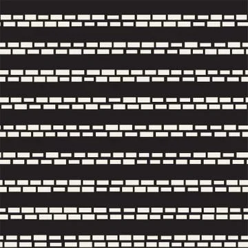 Black and White Irregular Dashed Lines Pattern. Modern Abstract Vector Seamle Stock Illustration
