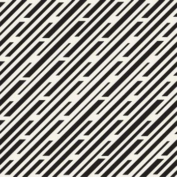 Black and White Irregular Dashed Lines Pattern. Modern Abstract Vector Seamle イラスト素材
