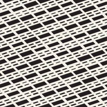 Black and White Irregular Dashed Lines Pattern. Modern Abstract Vector Seamle Stock Illustration