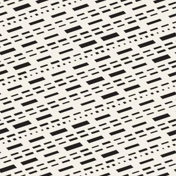 Black and White Irregular Dashed Lines Pattern. Modern Abstract Vector Seamle Stock Illustration