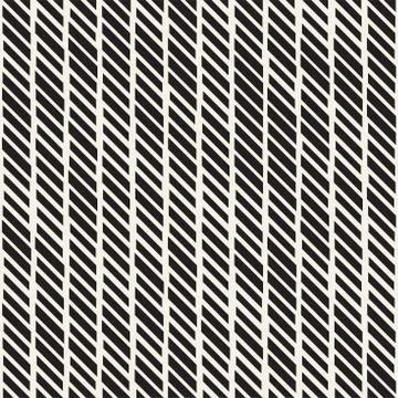 Black and White Irregular Dashed Lines Pattern. Modern Abstract Vector Seamle Stock Illustration