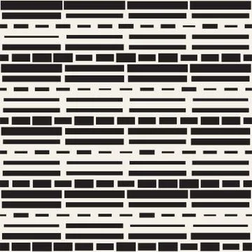 Black and White Irregular Dashed Lines Pattern. Modern Abstract Vector Seamle イラスト素材