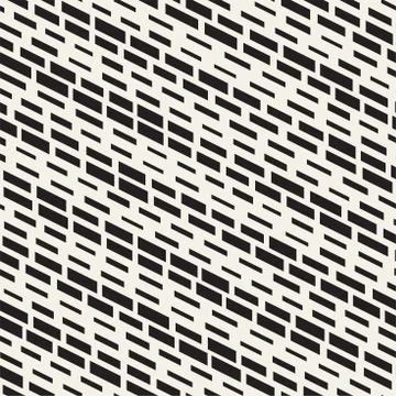 Black and White Irregular Dashed Lines Pattern. Modern Abstract Vector Seamle イラスト素材