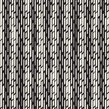 Black and White Irregular Dashed Lines Pattern. Modern Abstract Vector Seamle イラスト素材