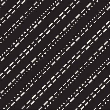 Black and White Irregular Dashed Lines Pattern. Modern Abstract Vector Seamle Stock Illustration