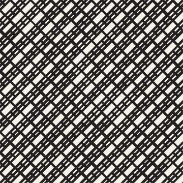 Black and White Irregular Dashed Lines Pattern. Modern Abstract Vector Seamle イラスト素材