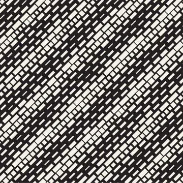 Black and White Irregular Dashed Lines Pattern. Modern Abstract Vector Seamle Stock Illustration