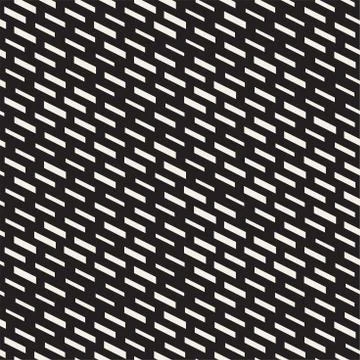 Black and White Irregular Dashed Lines Pattern. Modern Abstract Vector Seamle Stock Illustration