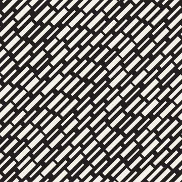 Black and White Irregular Dashed Lines Pattern. Modern Abstract Vector Seamle イラスト素材