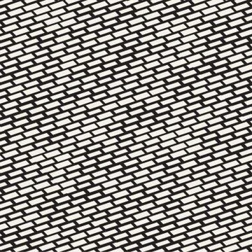 Black and White Irregular Dashed Lines Pattern. Modern Abstract Vector Seamle Stock Illustration
