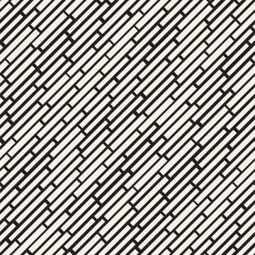 Black and White Irregular Dashed Lines Pattern. Modern Abstract Vector Seamle イラスト素材