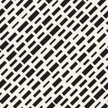 Black and White Irregular Dashed Lines Pattern. Modern Abstract Vector Seamle イラスト素材