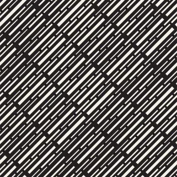 Black and White Irregular Dashed Lines Pattern. Modern Abstract Vector Seamle 스톡 일러스트