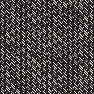 Black and White Irregular Dashed Lines Pattern. Modern Abstract Vector Seamle Stock Illustration