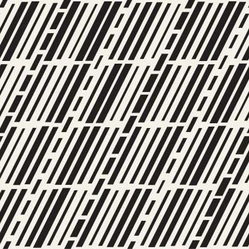 Black and White Irregular Dashed Lines Pattern. Modern Abstract Vector Seamle イラスト素材