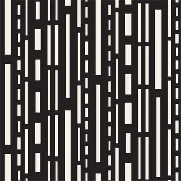 Black and White Irregular Dashed Lines Pattern. Modern Abstract Vector Seamle 스톡 일러스트