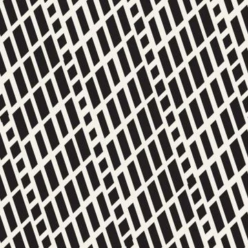 Black and White Irregular Dashed Lines Pattern. Modern Abstract Vector Seamle Stock Illustration