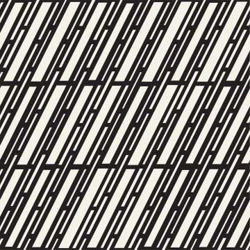 Black and White Irregular Dashed Lines Pattern. Modern Abstract Vector Seamle 스톡 일러스트