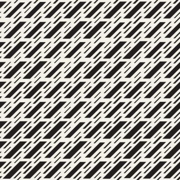 Black and White Irregular Dashed Lines Pattern. Modern Abstract Vector Seamle イラスト素材