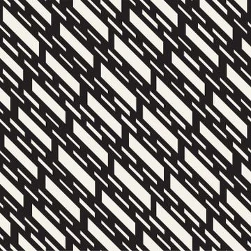 Black and White Irregular Dashed Lines Pattern. Modern Abstract Vector Seamle イラスト素材