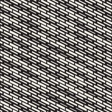 Black and White Irregular Dashed Lines Pattern. Modern Abstract Vector Seamle 스톡 일러스트