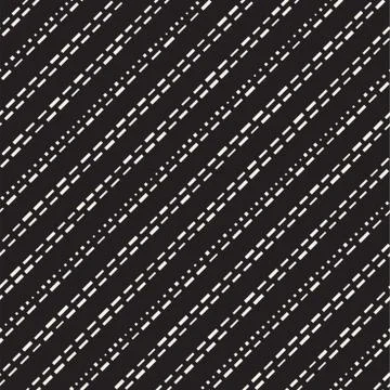 Black and White Irregular Dashed Lines Pattern. Modern Abstract Vector Seamle Stock Illustration
