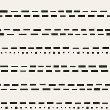 Black and White Irregular Dashed Lines Pattern. Modern Abstract Vector Seamle イラスト素材