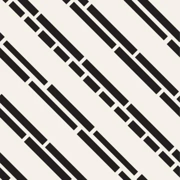 Black and White Irregular Dashed Lines Pattern. Modern Abstract Vector Seamle Stock Illustration
