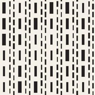 Black and White Irregular Dashed Lines Pattern. Modern Abstract Vector Seamle イラスト素材