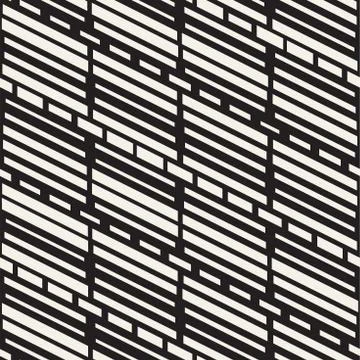 Black and White Irregular Dashed Lines Pattern. Modern Abstract Vector Seamle 스톡 일러스트