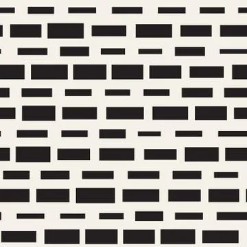 Black and White Irregular Dashed Lines Pattern. Modern Abstract Vector Seamle Stock Illustration