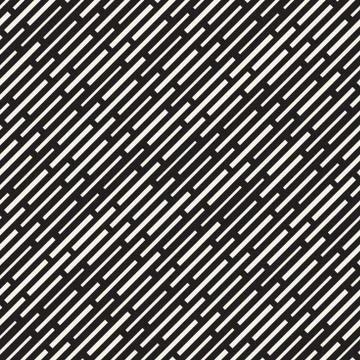 Black and White Irregular Dashed Lines Pattern. Modern Abstract Vector Seamle Stock Illustration