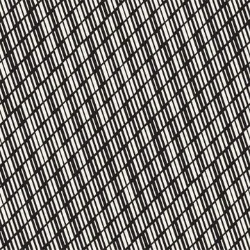 Black and White Irregular Dashed Lines Pattern. Modern Abstract Vector Seamle イラスト素材