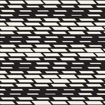 Black and White Irregular Dashed Lines Pattern. Modern Abstract Vector Seamle イラスト素材