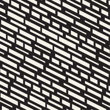 Black and White Irregular Dashed Lines Pattern. Modern Abstract Vector Seamle 스톡 일러스트