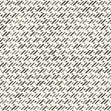 Black and White Irregular Dashed Lines Pattern. Modern Abstract Vector Seamle Stock Illustration