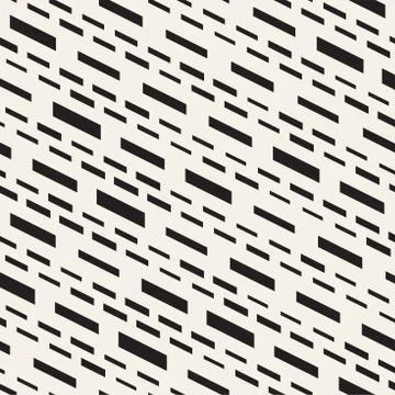 Black and White Irregular Dashed Lines Pattern. Modern Abstract Vector Seamle 스톡 일러스트