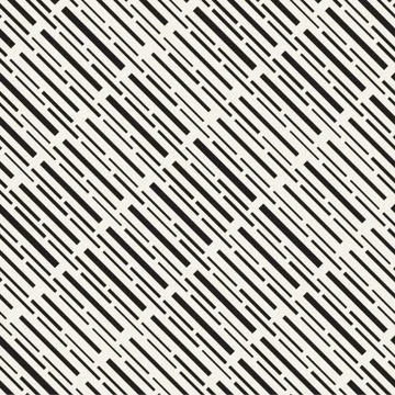 Black and White Irregular Dashed Lines Pattern. Modern Abstract Vector Seamle Stock Illustration