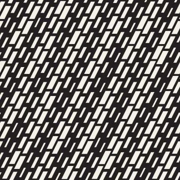 Black and White Irregular Dashed Lines Pattern. Modern Abstract Vector Seamle Stock Illustration